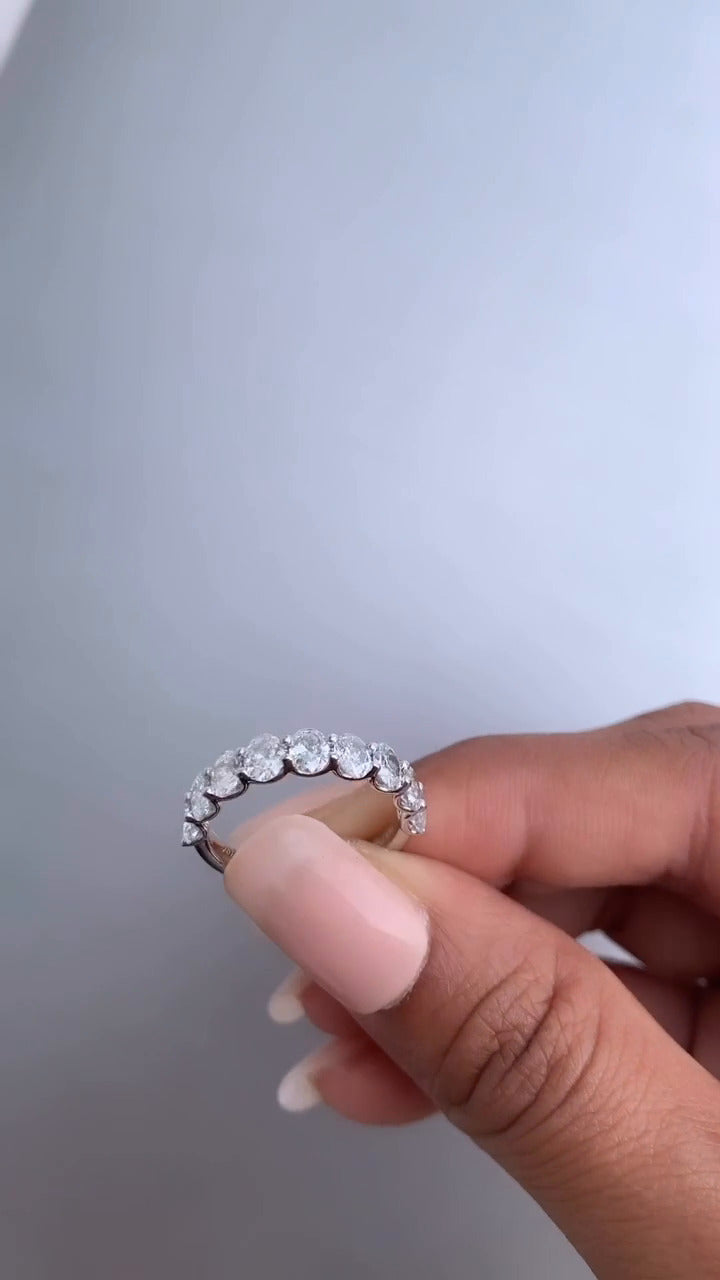 9 Stone Oval Moissanite Anniversary Band
