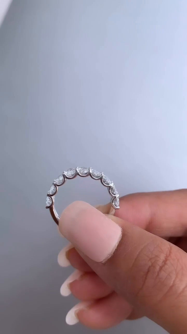 9 Stone Oval Moissanite Anniversary Band