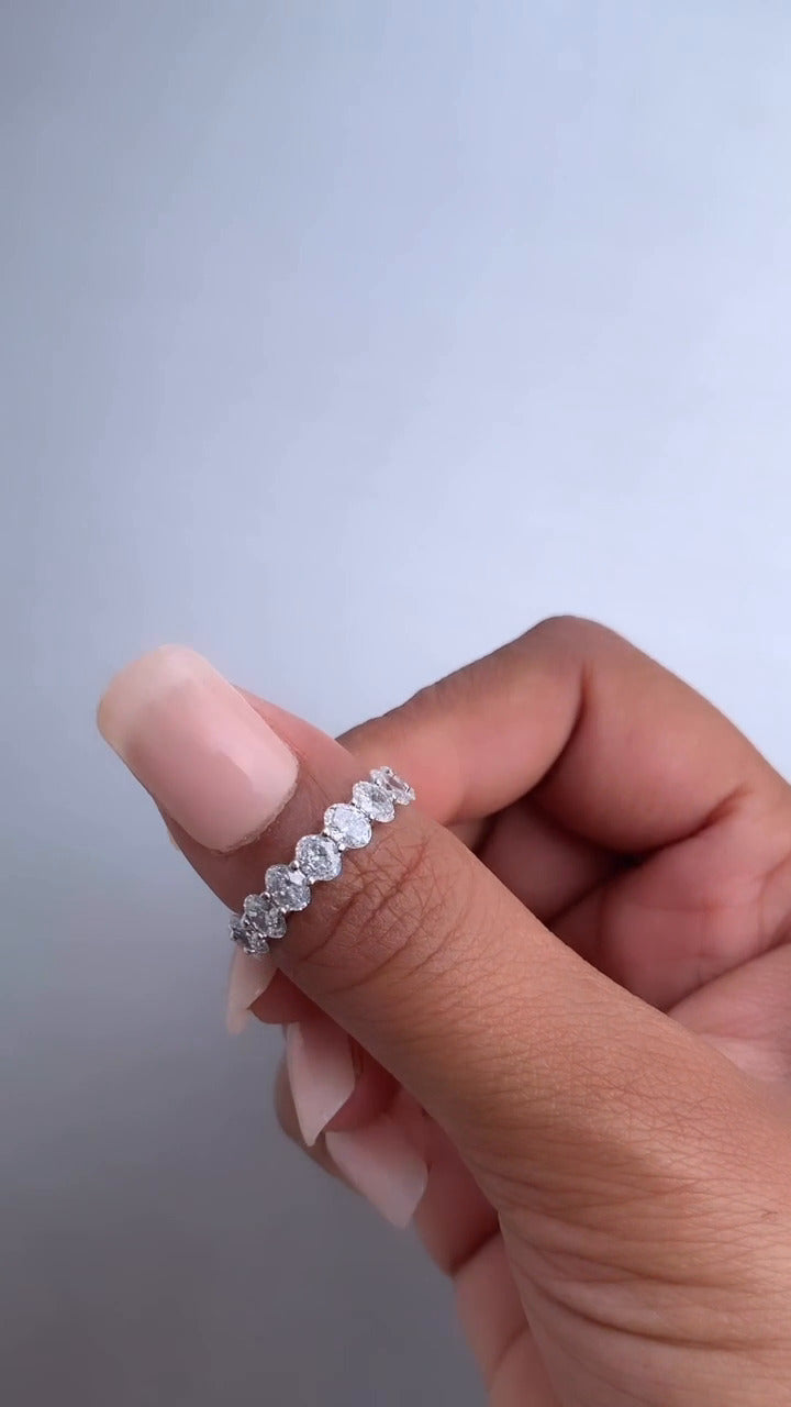 9 Stone Oval Moissanite Anniversary Band