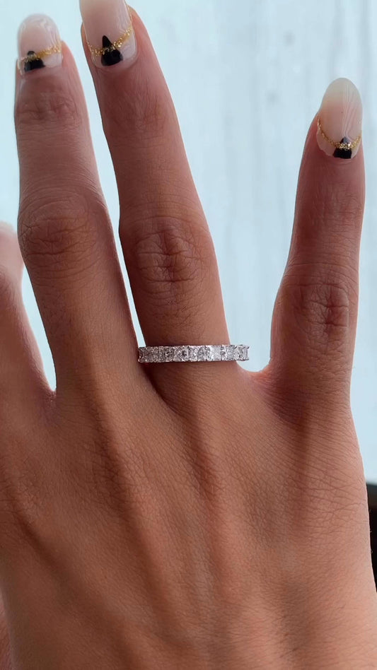 9 Stone Princess Moissanite Anniversary Band