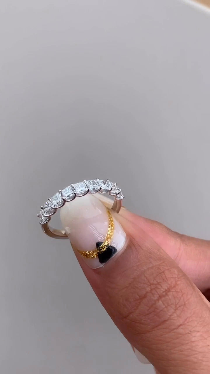 9 Stone Princess Moissanite Anniversary Band