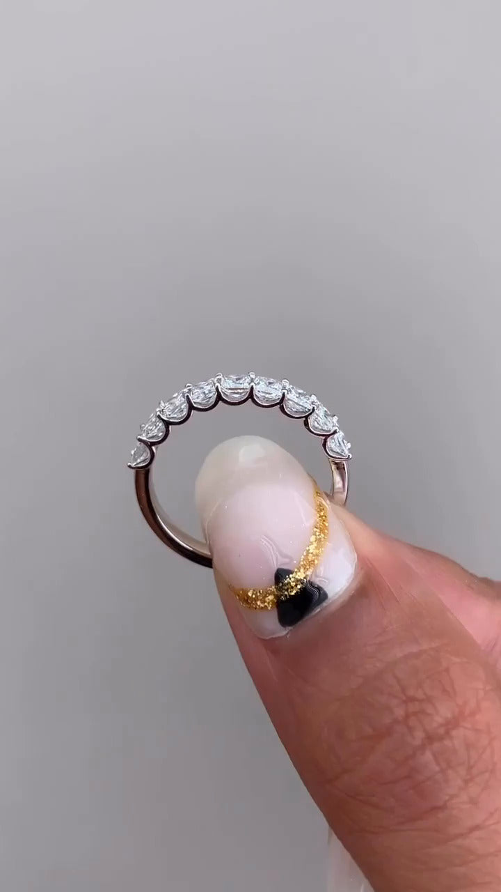 9 Stone Princess Moissanite Anniversary Band