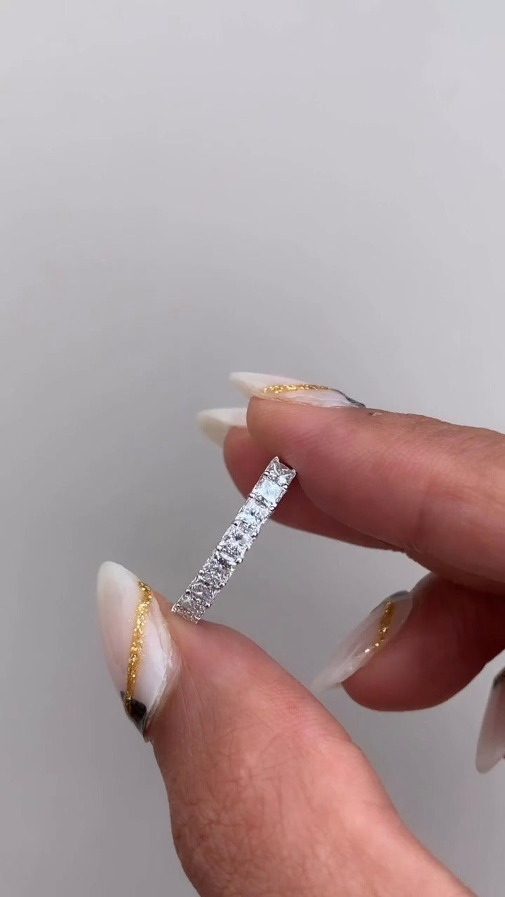 9 Stone Princess Moissanite Anniversary Band