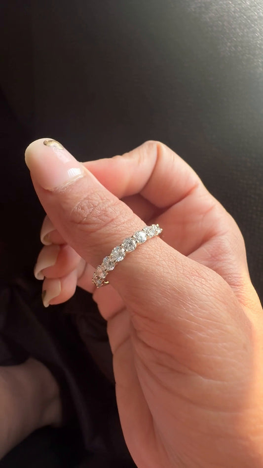 9 Stone Round Moissanite Anniversary Band