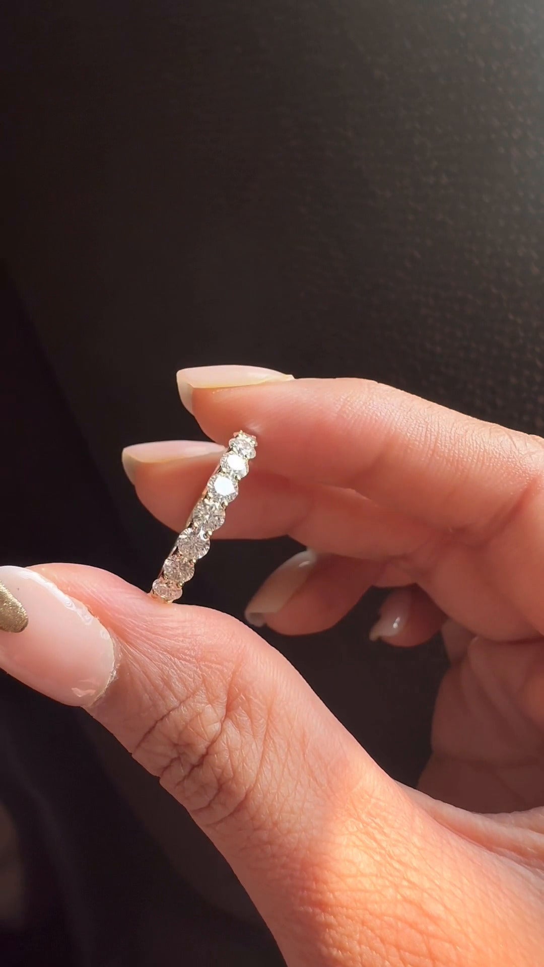 9 Stone Round Moissanite Anniversary Band