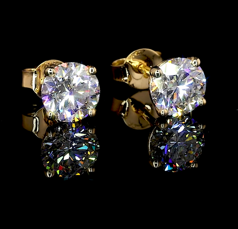Round Moissanite Solitaire Earrings