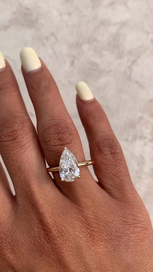 Ailani Pear Solitaire Moissanite Engagement Ring