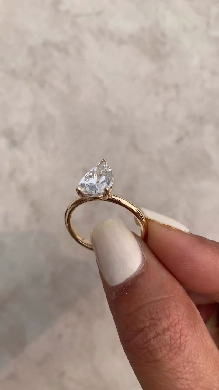 Ailani Pear Solitaire Moissanite Engagement Ring
