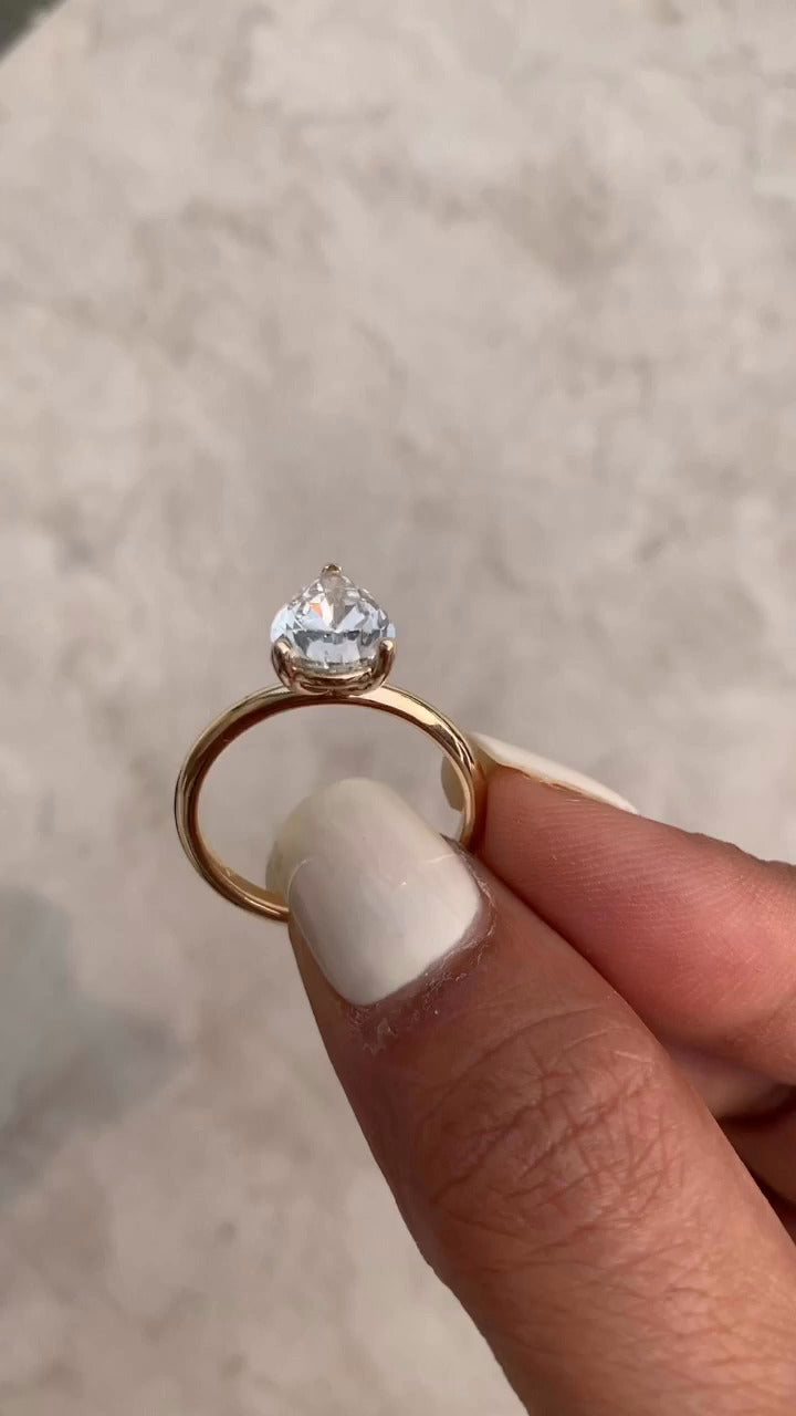 Ailani Pear Solitaire Moissanite Engagement Ring