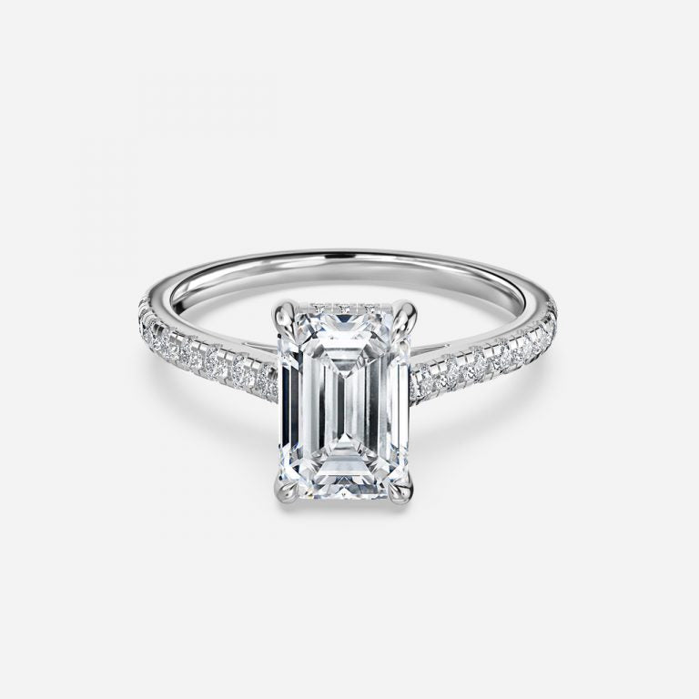 Zanna Emerald Hidden Halo Moissanite Engagement Ring