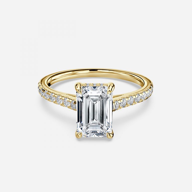 Zanna Emerald Hidden Halo Moissanite Engagement Ring