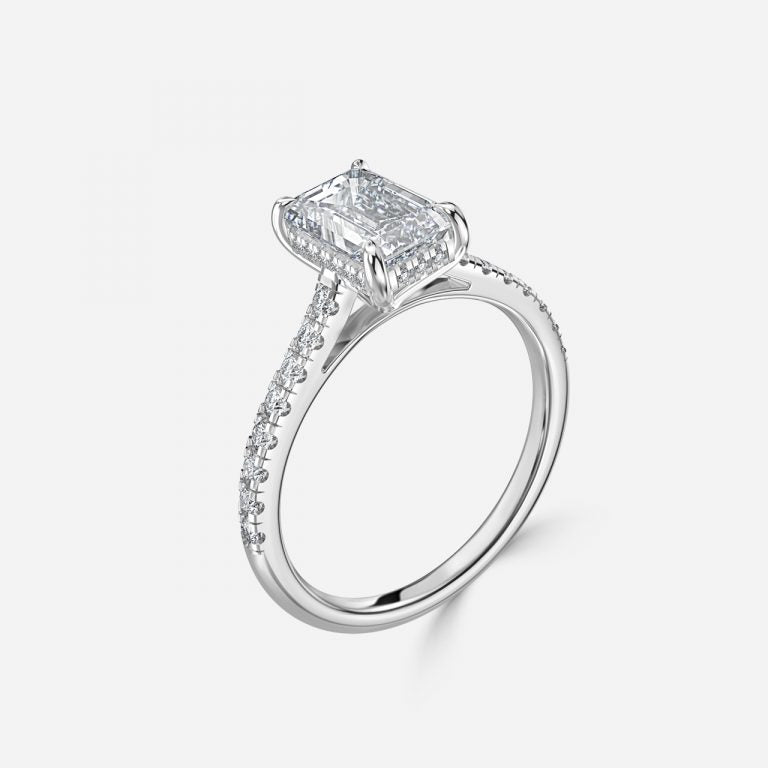 Zanna Emerald Hidden Halo Moissanite Engagement Ring