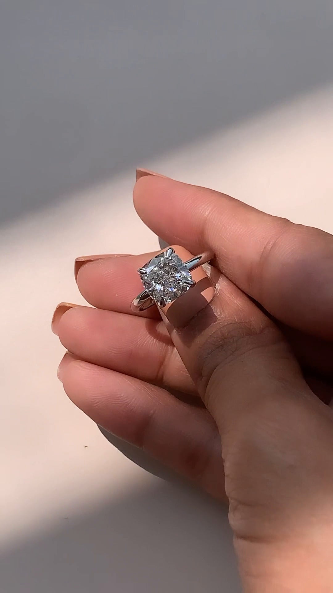 Alara Cushion Solitaire Moissanite Engagement Ring
