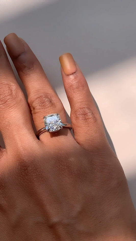 Alara Cushion Solitaire Moissanite Engagement Ring
