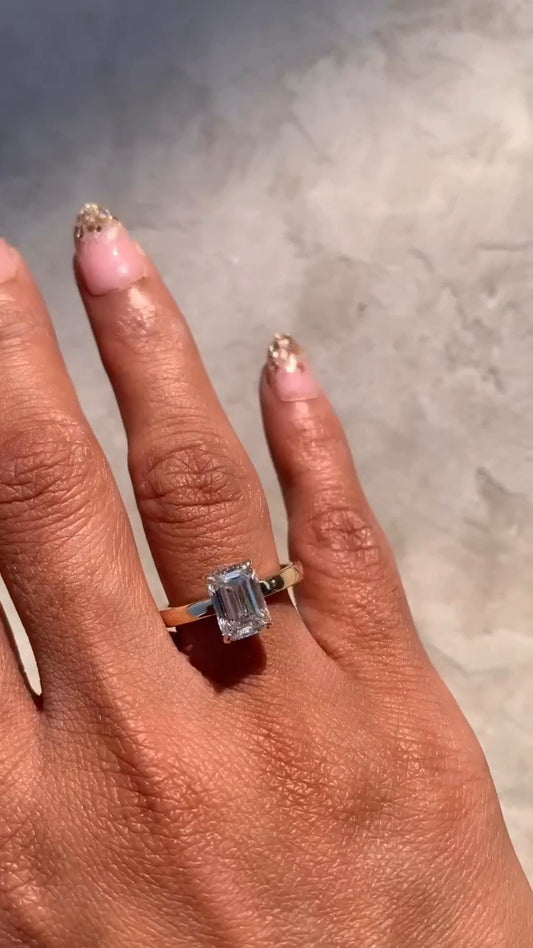 Alara Emerald Solitaire Moissanite Engagement Ring