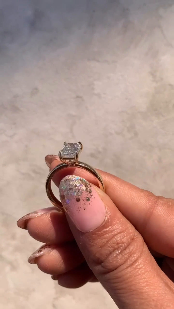 Alara Emerald Solitaire Moissanite Engagement Ring