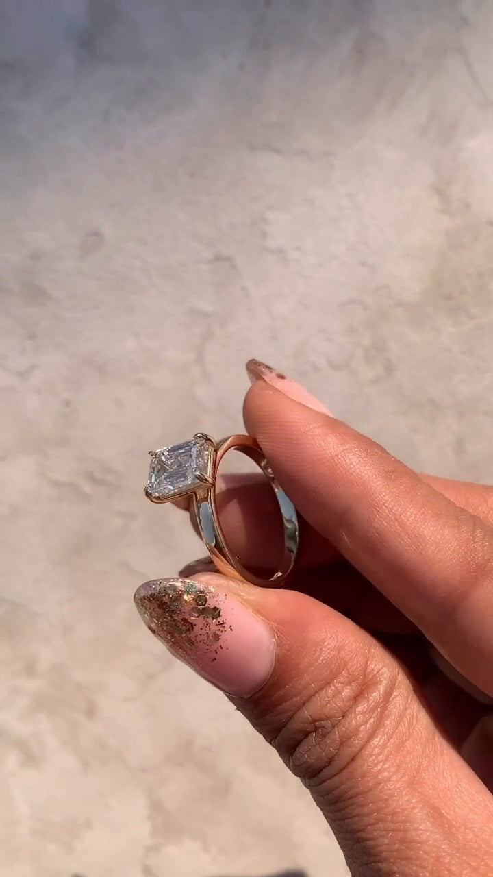 Alara Emerald Solitaire Moissanite Engagement Ring