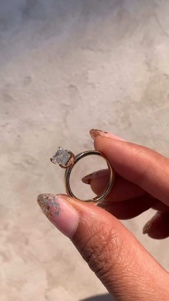 Alara Emerald Solitaire Moissanite Engagement Ring