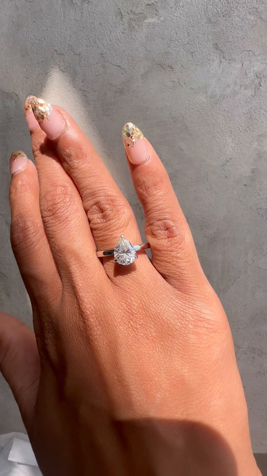 Alara Pear Solitaire Moissanite Engagement Ring