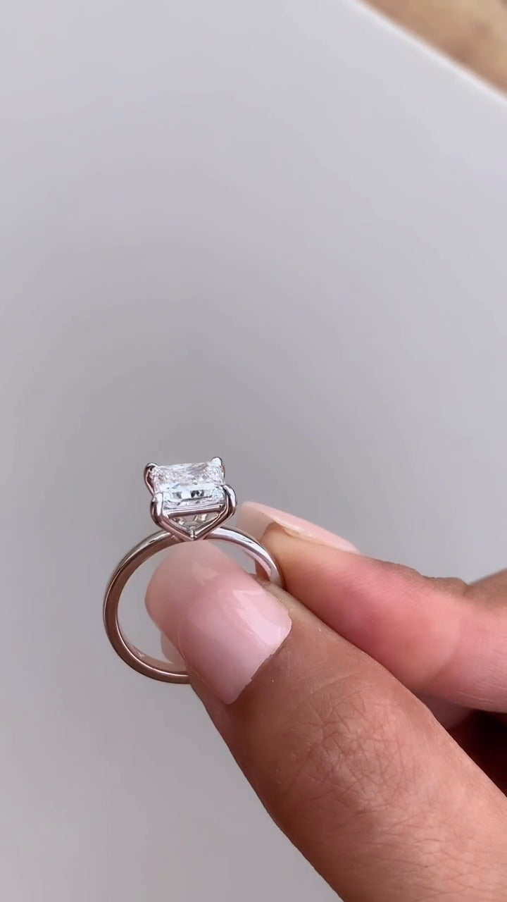 Alara Princess Solitaire Moissanite Engagement Ring