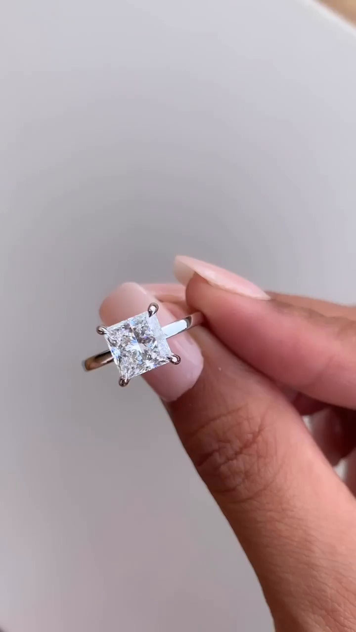 Alara Princess Solitaire Moissanite Engagement Ring