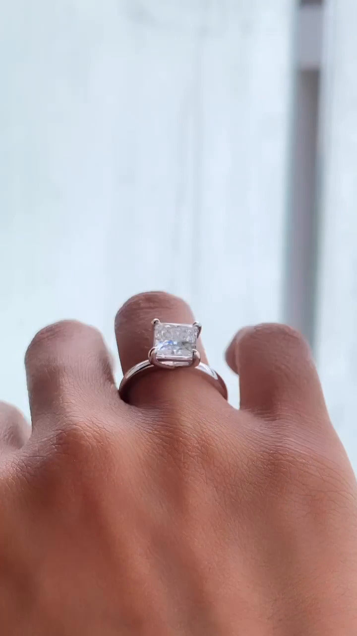 Alara Princess Solitaire Moissanite Engagement Ring