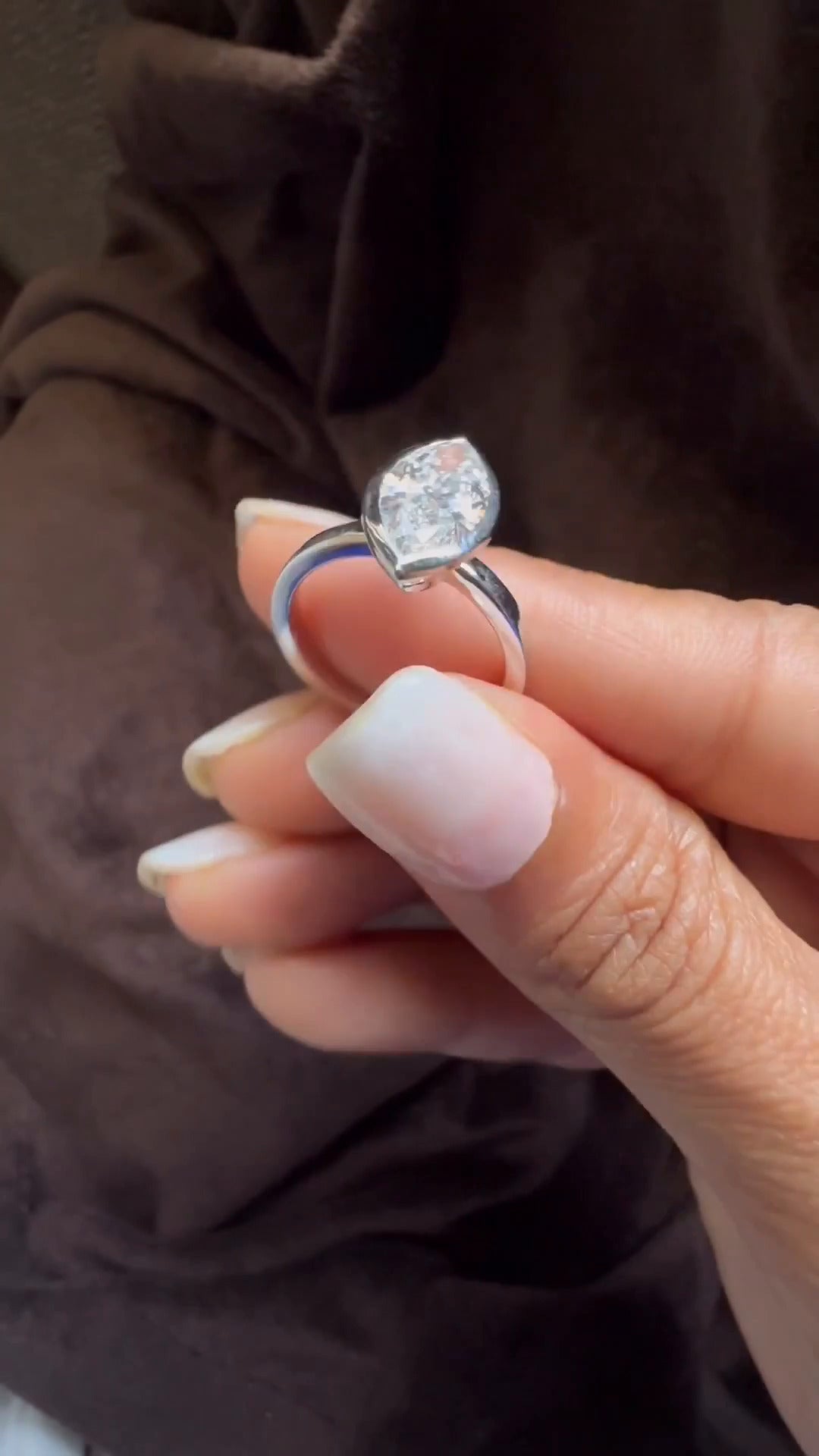 Alina Marquise Bezel Moissanite Engagement Ring