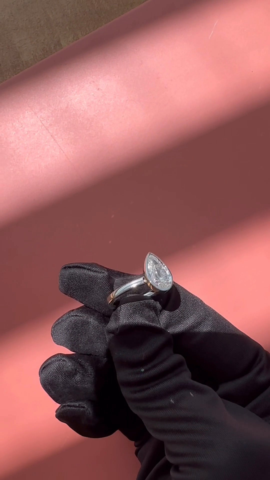 Alina Pear Bezel Moissanite Engagement Ring