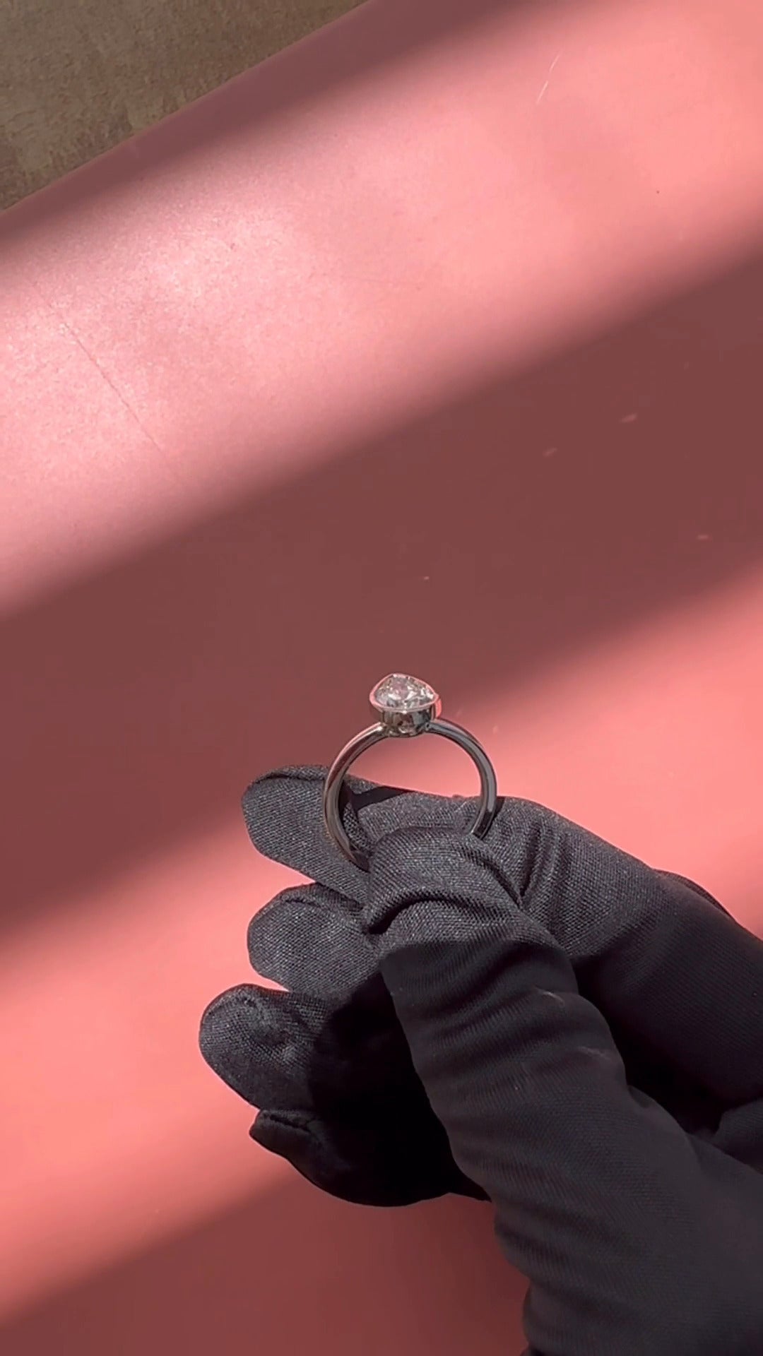 Alina Pear Bezel Moissanite Engagement Ring