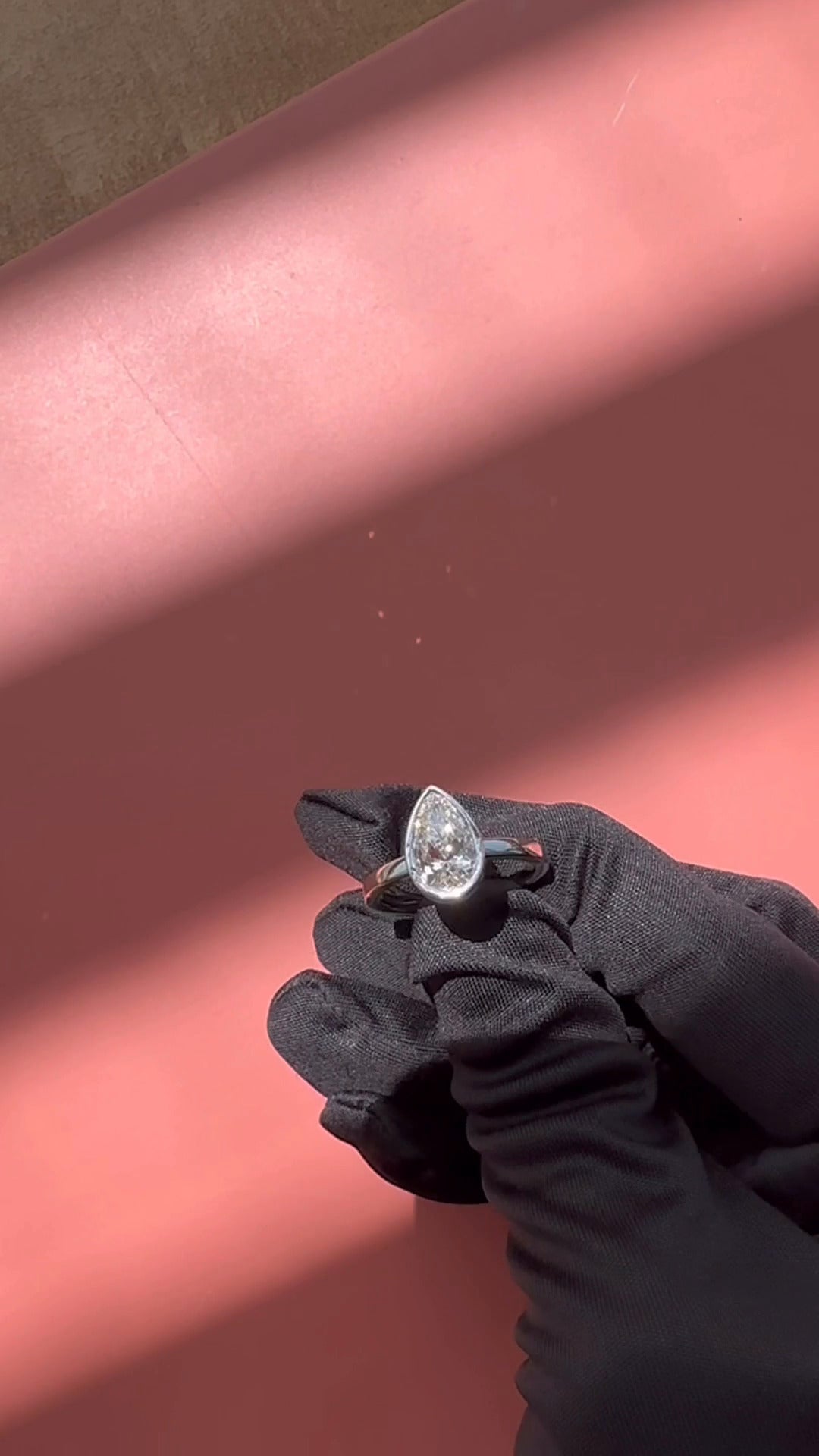 Alina Pear Bezel Moissanite Engagement Ring
