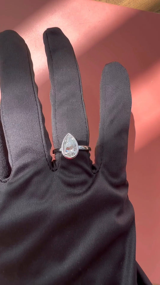 Alina Pear Bezel Moissanite Engagement Ring