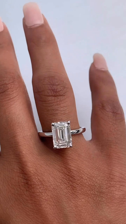 Alouette Emerald Solitaire Moissanite Engagement Ring