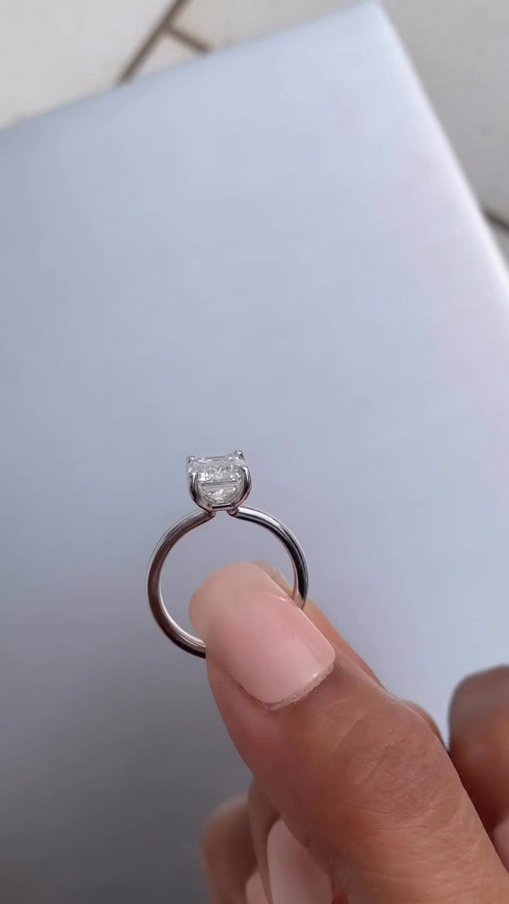 Alouette Emerald Solitaire Moissanite Engagement Ring