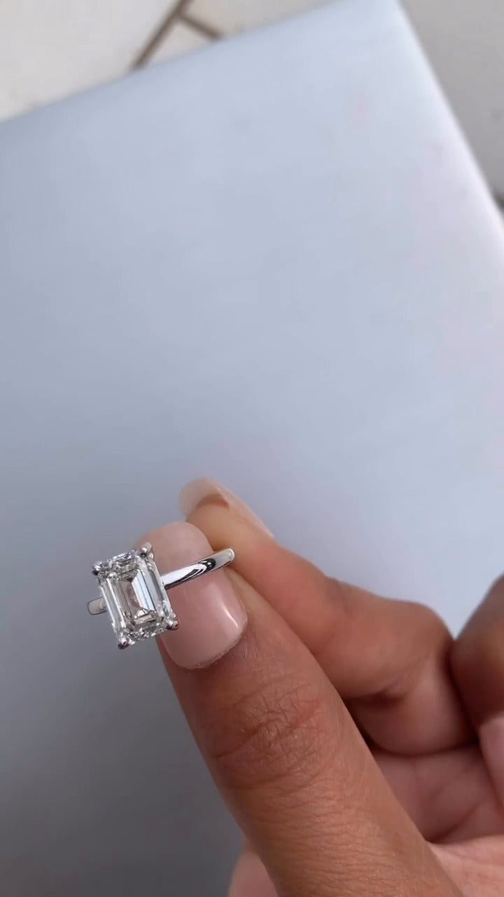 Alouette Emerald Solitaire Moissanite Engagement Ring