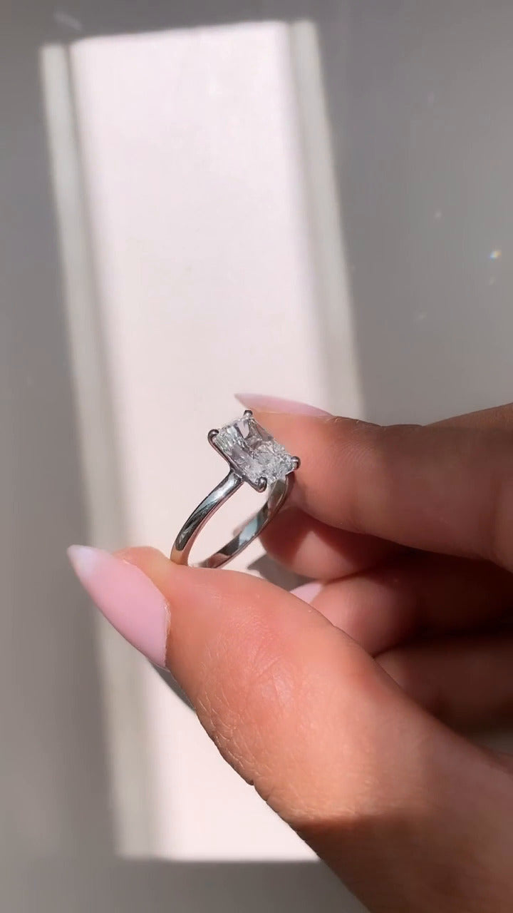 Alouette Radiant Solitaire Moissanite Engagement Ring