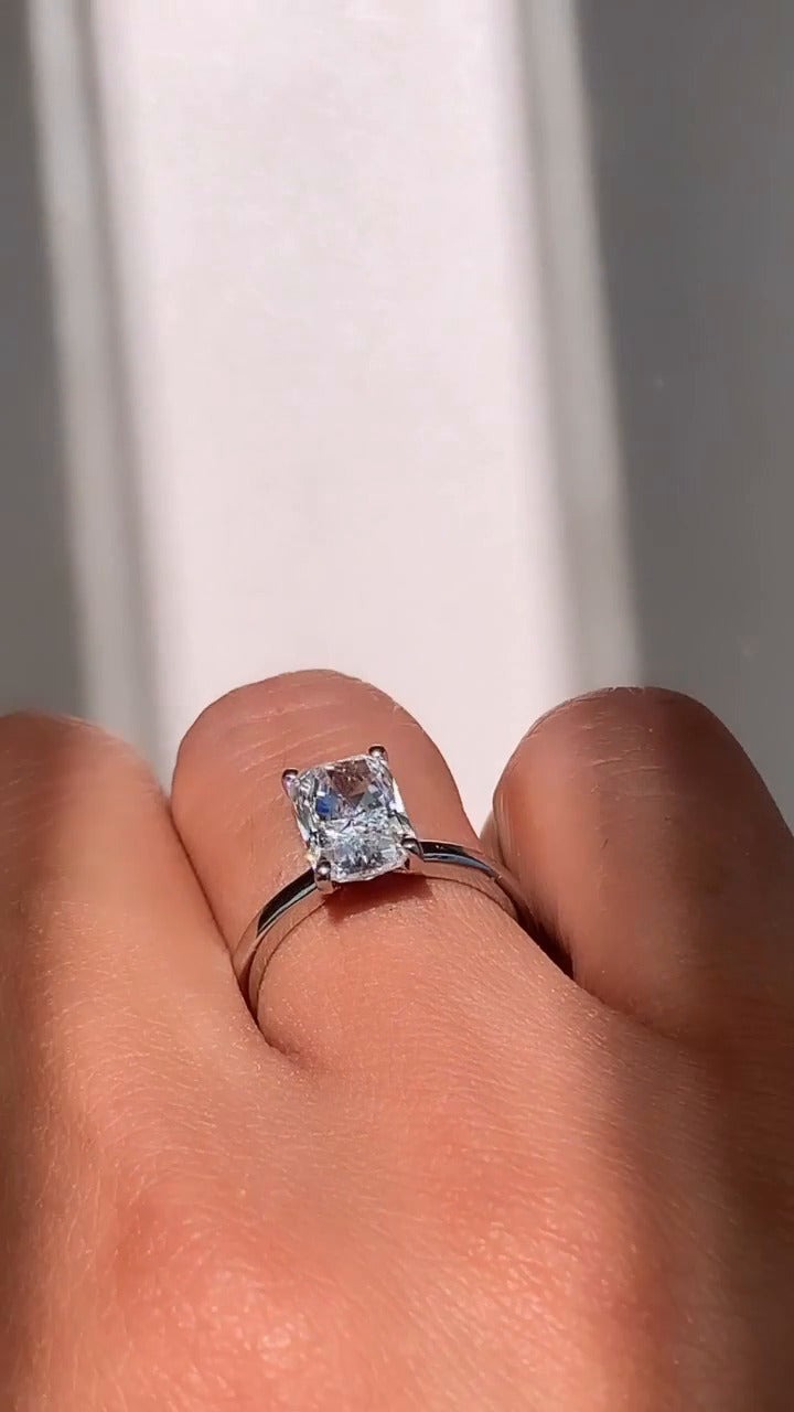 Alouette Radiant Solitaire Moissanite Engagement Ring