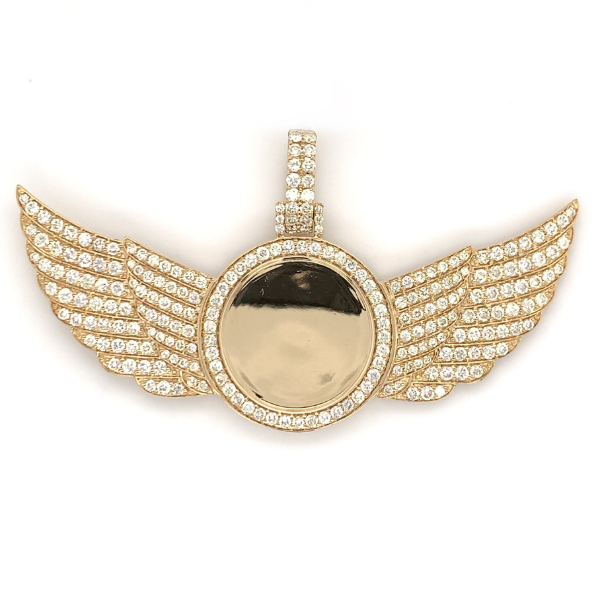 4.00 CT Moissanite Iced Out Angel Wings Memory Pendant