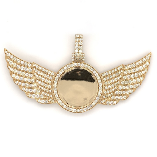4.00 CT Moissanite Iced Out Angel Wings Memory Pendant