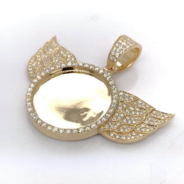 2.00 CT Moissanite Iced Out Angel Wings Memory Pendant