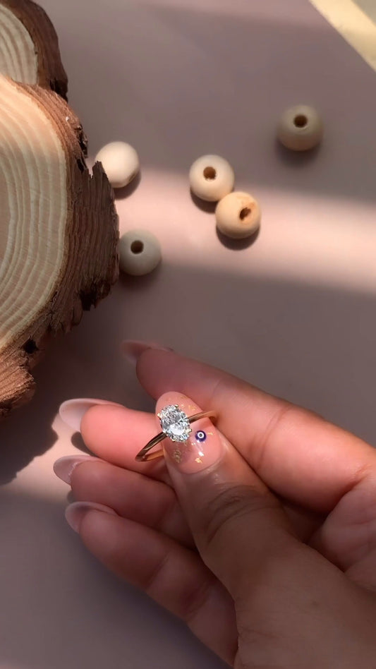 Arlette Oval Solitaire Moissanite Engagement Ring