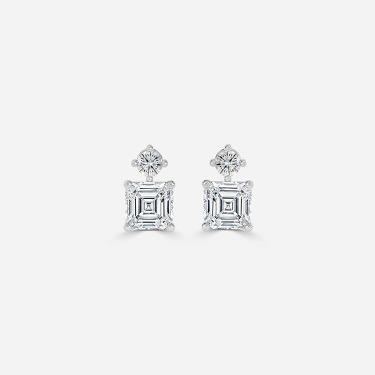 Asscher Moissanite Drops Earrings