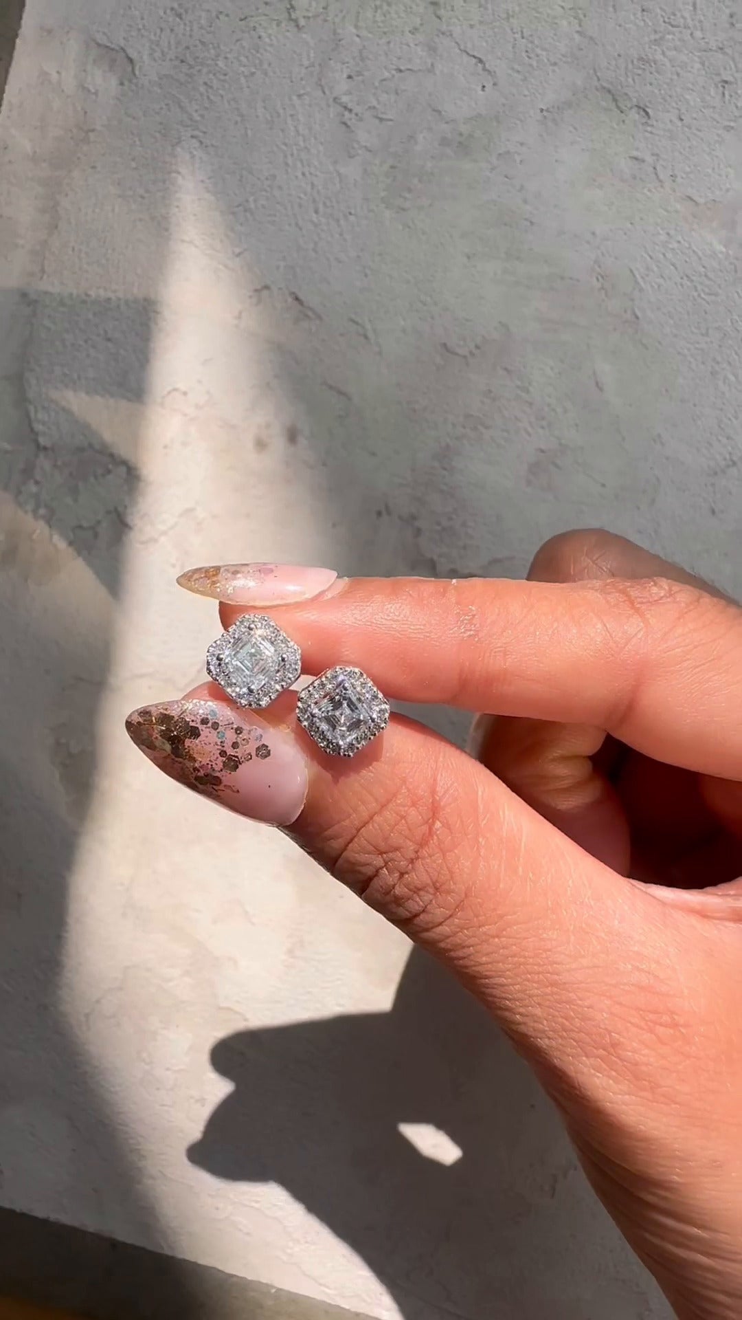 Asscher Moissanite Halo Earrings