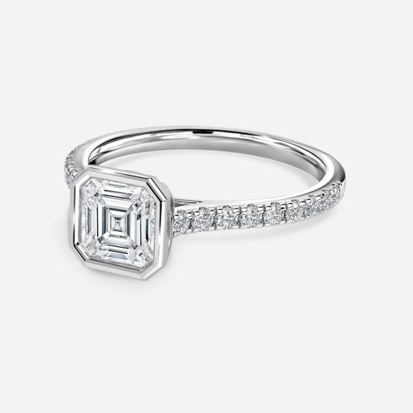 Arabella Asscher Bezel Moissanite Engagement Ring