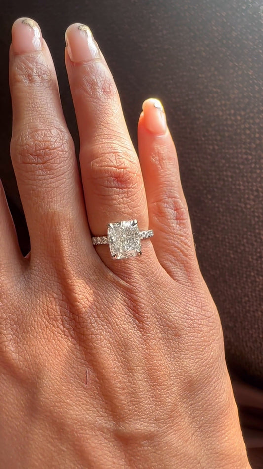 Astrid Cushion Hidden Halo Moissanite Engagement Ring