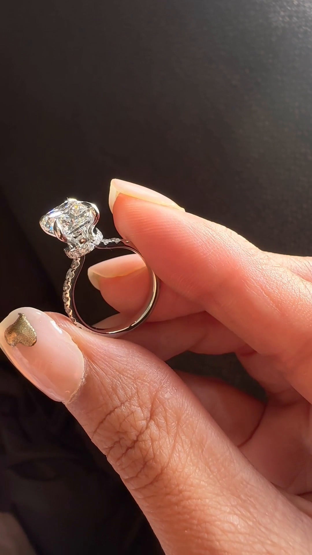 Astrid Cushion Hidden Halo Moissanite Engagement Ring