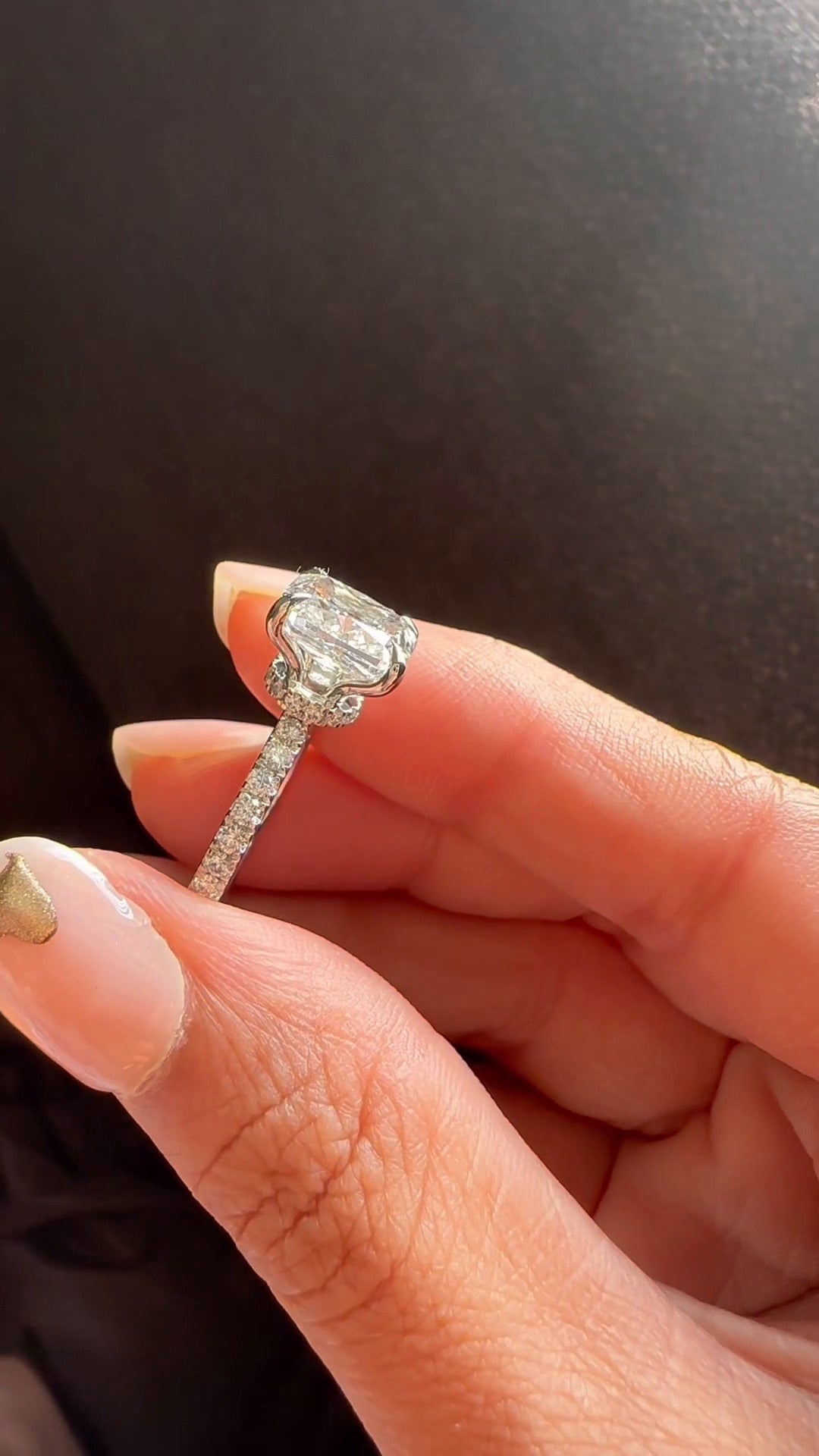 Astrid Cushion Hidden Halo Moissanite Engagement Ring