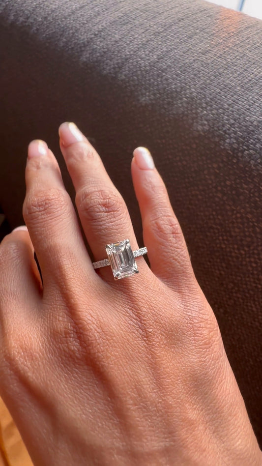 Astrid Emerald Hidden Halo Moissanite Engagement Ring