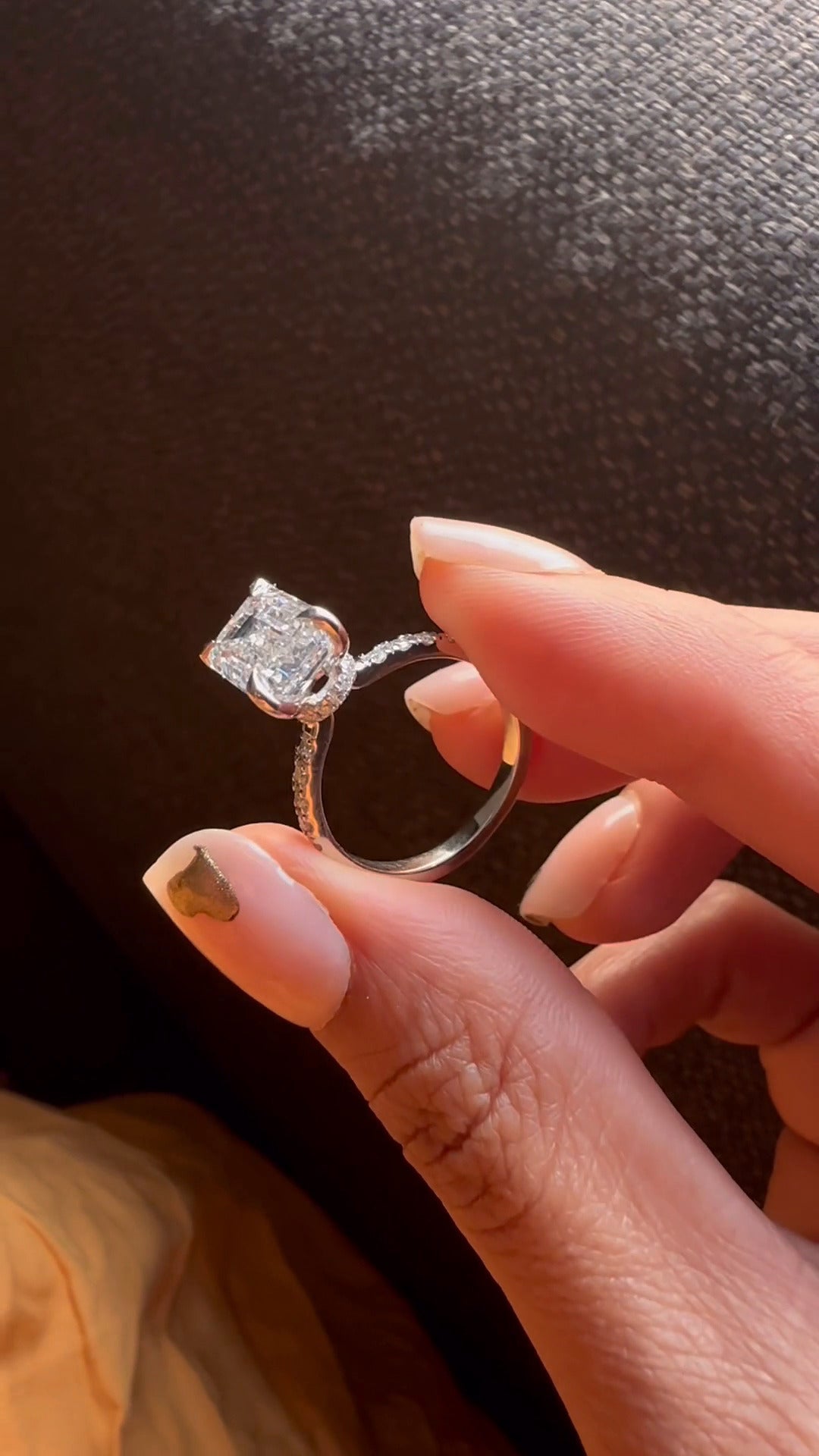 Astrid Emerald Hidden Halo Moissanite Engagement Ring