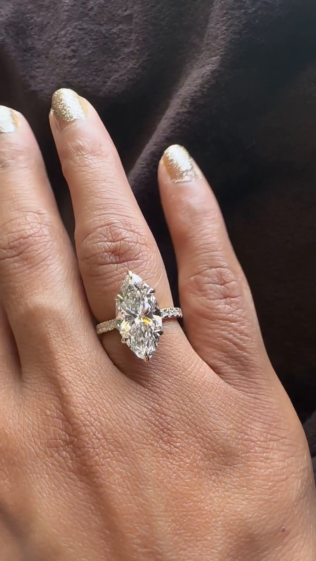 Astrid Marquise Hidden Halo Moissanite Engagement Ring