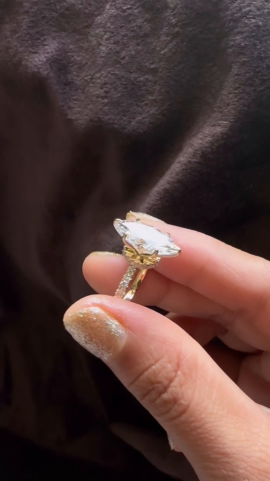 Astrid Marquise Hidden Halo Moissanite Engagement Ring